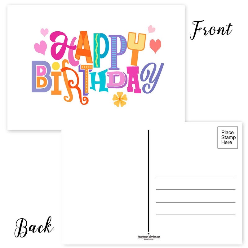 Stonehouse Collection Fun Happy Birthday Cards, Boxed of Assorted Birthday Postcards for Mom, Friends, Kids & Loved Ones For Their Special Day, Set of 40 Cute Post Cards, 10 Post cards Per Design - Image 2